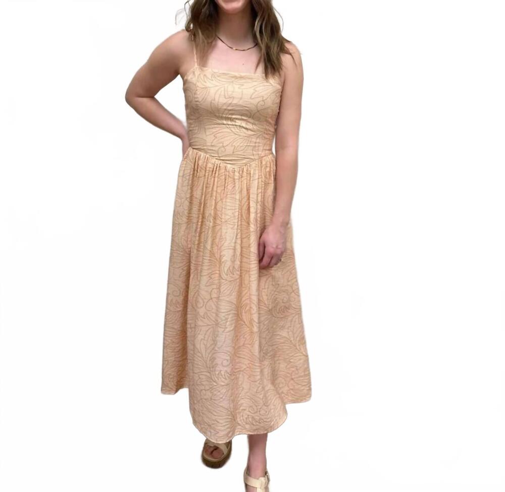 NEW SUNDAY EDITION sleeveless smocking midi dress in beige